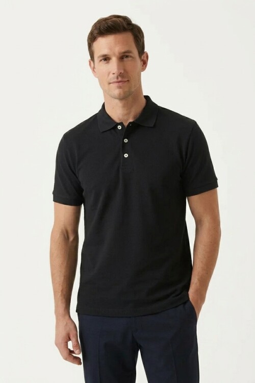Remera m/c polo basica NEGRO