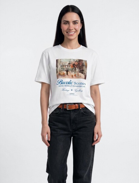 BLUSA ESTAMPADA DE MANGA CORTA BLANCO