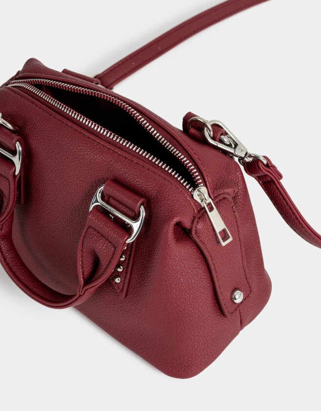 Bowling Noche Cartera Bowling Con Tachas - Rojo Burdeaux
