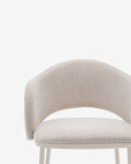 Taburete Maina de chenilla beige y patas de acero con acabado beige FSC Mix Credit 65 cm