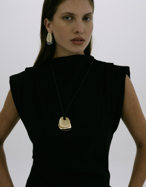 Collares Largos Metal Collar Largo Cordón Chapones - Dorado