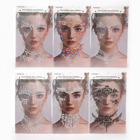 PEGATINAS DE GEMAS EN LA CARA Y EL CUELLO PEGATINAS DE GEMAS EN LA CARA Y EL CUELLO