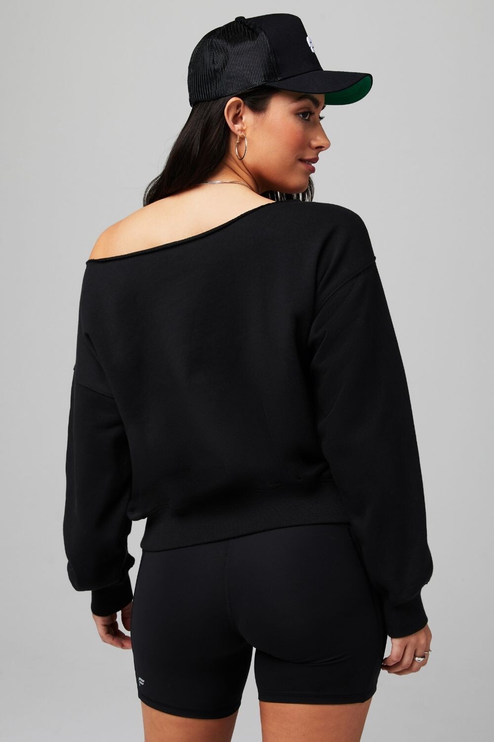 Polera Year Round Terry Off Shoulder Sweatshirt Mujer Black