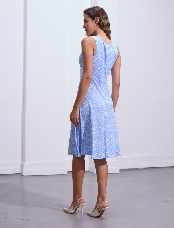 Vestido Cruzado Detalle Metal CELESTE/MULTI