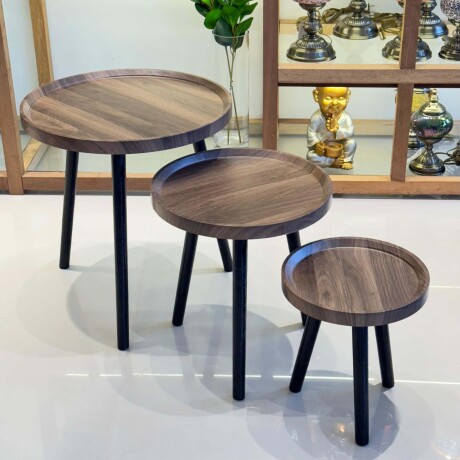 Juego de 3 Mesas Nido Auxiliares Hierro / Madera Juego de 3 Mesas Nido Auxiliares Hierro / Madera