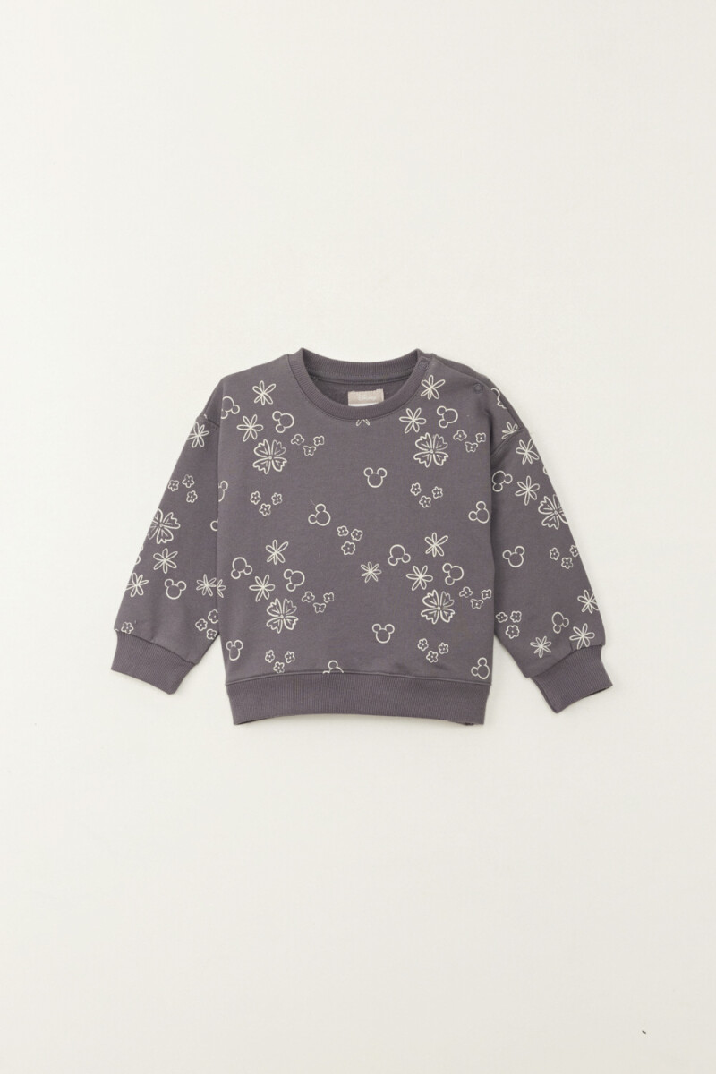 Buzo deportivo estampa mickey silueta - Gris 