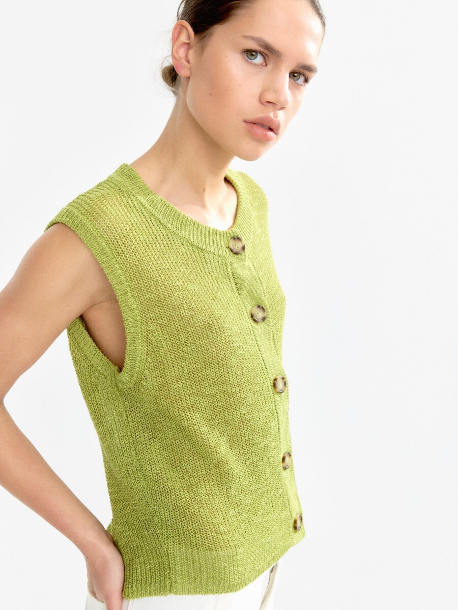 Chaleco De Punto Con Botones verde