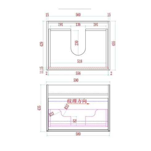 MUEBLE GRIS MATE EN MDF C/ CAJON Y BACHA 61x46x43.5cm 000