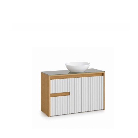 Mueble de baño Sakura 90 cm Beige con bacha de loza Mueble De Baño Sakura 90 Cm Beige Con Bacha De Loza
