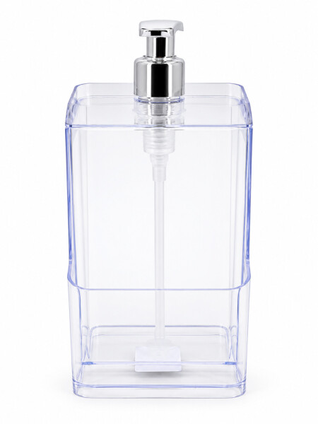 DISPENSADOR DE JABON CON PORTA ESPONJA TRANSPARENTE.