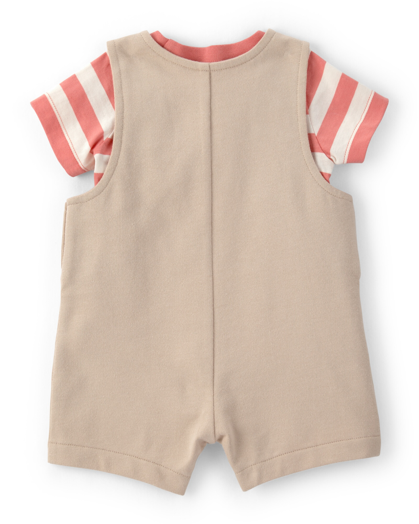 Set dos piezas de algodón, monito corto y remera a rayas estilo náutico Sin color