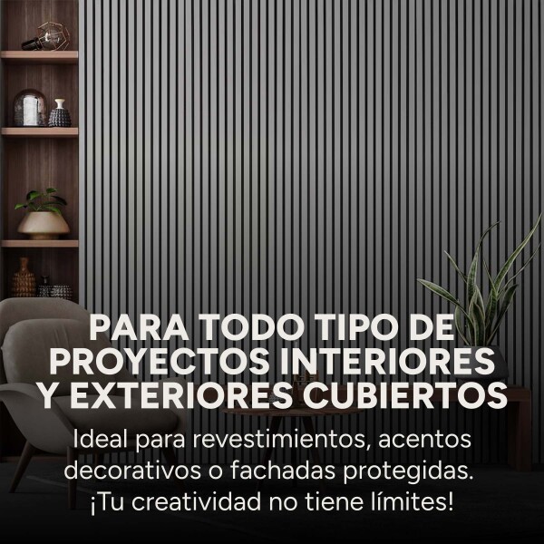 Pack X10 Wpc Simil Madera Panel Revestimiento Lambrin 2.85m Color Gris Oscuro