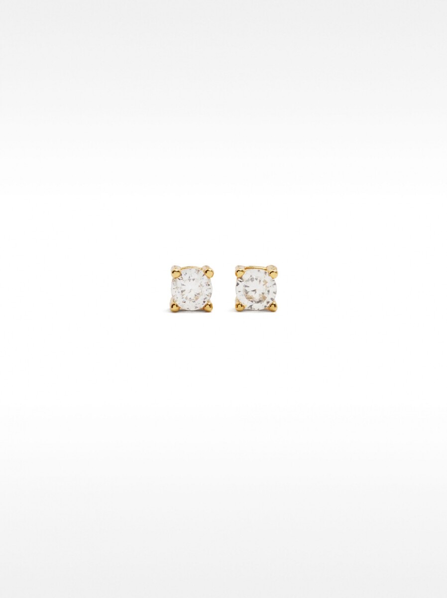 Pendientes Cortos De Plata 925 Con Circonitas - dorado 