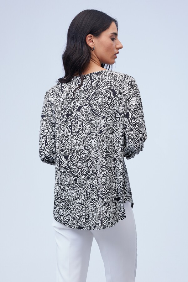 Blusa Keyhole NEGRO/BLANCO