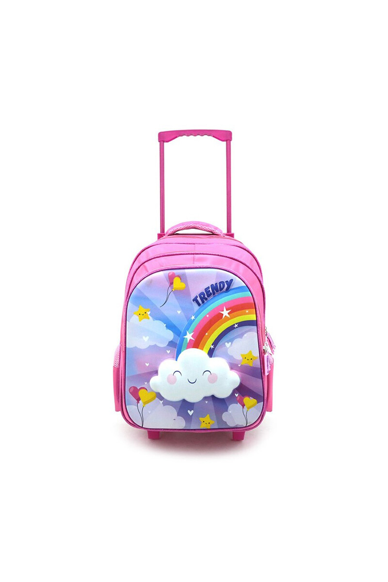 Mochila carro 3D arcoíris - Rosado 