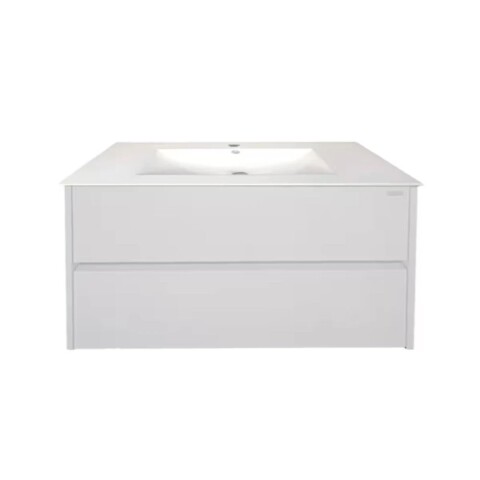 Mueble de baño suspendido Blanco 80 cm con bacha de loza Mueble De Baño Suspendido Blanco 80 Cm Con Bacha De Loza