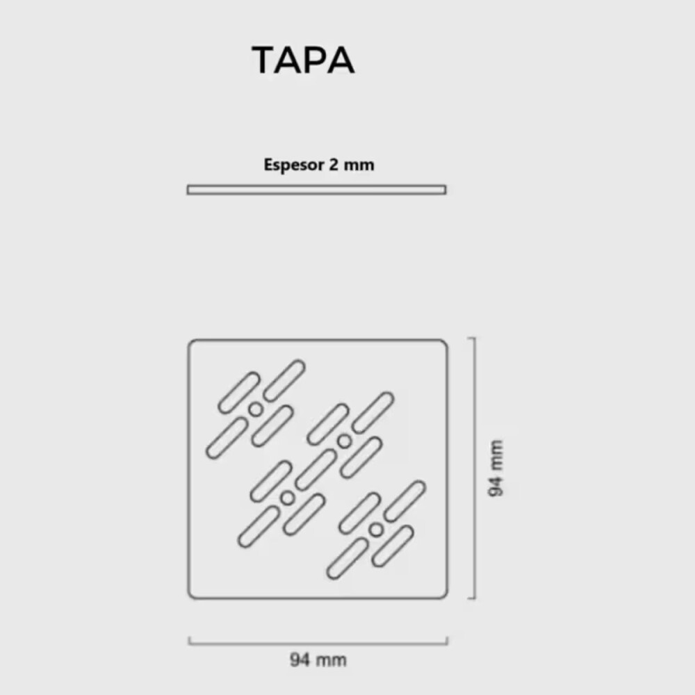 Receptáculo con rejilla y marco cuadrado pulida Elleve Receptáculo Con Rejilla Y Marco Cuadrado Pulida Elleve