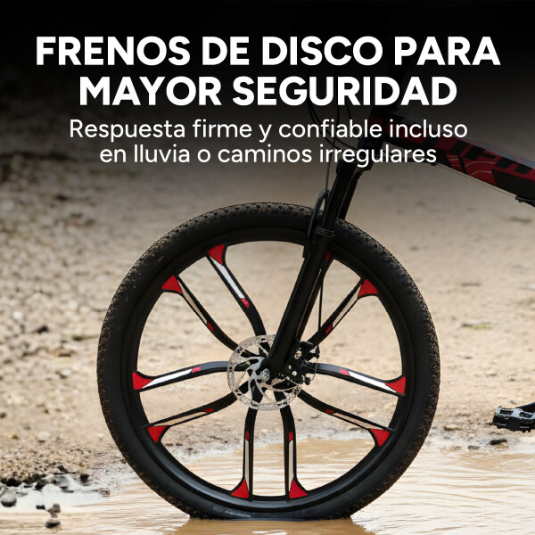 Bicicleta JJFH Rod 26 Doble Suspensión Plegable Freno Disco Rojo 1