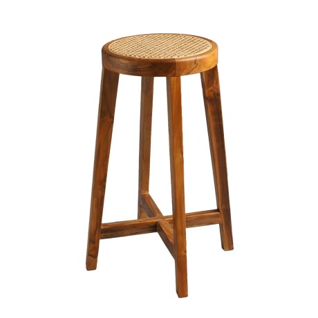 BUTACA BAR RATTAN-Y-MADERA NATURAL-BEIGE VIVIAN