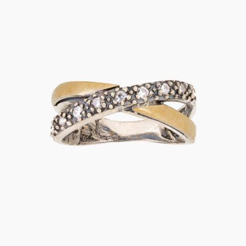 Anillo en Plata y Oro con circonias Anillo En Plata Y Oro Con Circonias