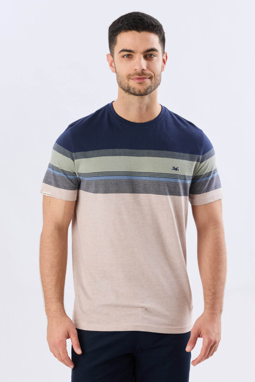 REMERA RAYADA DE ALGODÓN Beige