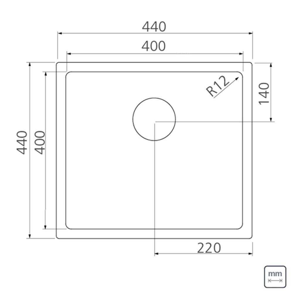 PILETA SIMPLE QUADRUM ACERO INOXIDABLE 40X40 CM TRAMONTINA Pileta Simple Quadrum Acero Inoxidable 40x40 Cm Tramontina