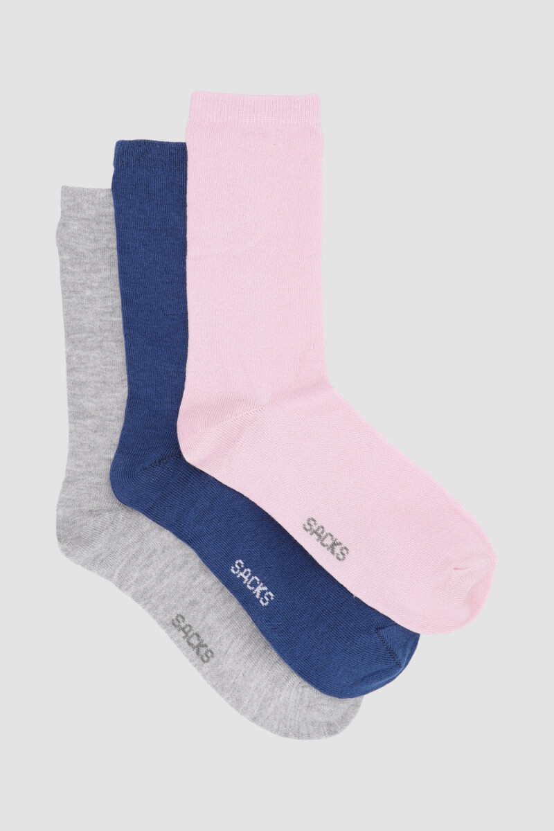 Pack de tres medias lisas. de algodón. en varios colores sur Variante 29