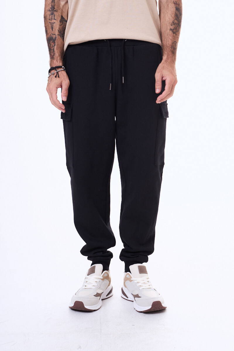 Pantalon cargo de felpa Fortaleza - Negro 