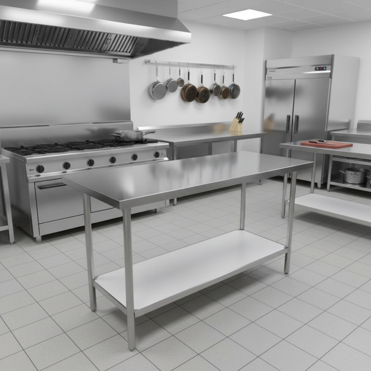 Mesada de Trabajo con Borde 140 cm Acero Inoxidable 