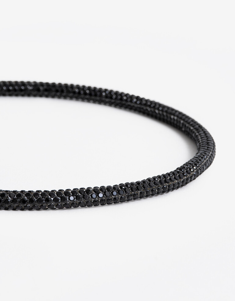 Vinchas Rígidas Strass Vincha Con Strass Angosta. - Negro