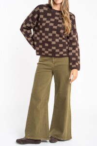 Sweater Intarsia Cuadros Chocolate