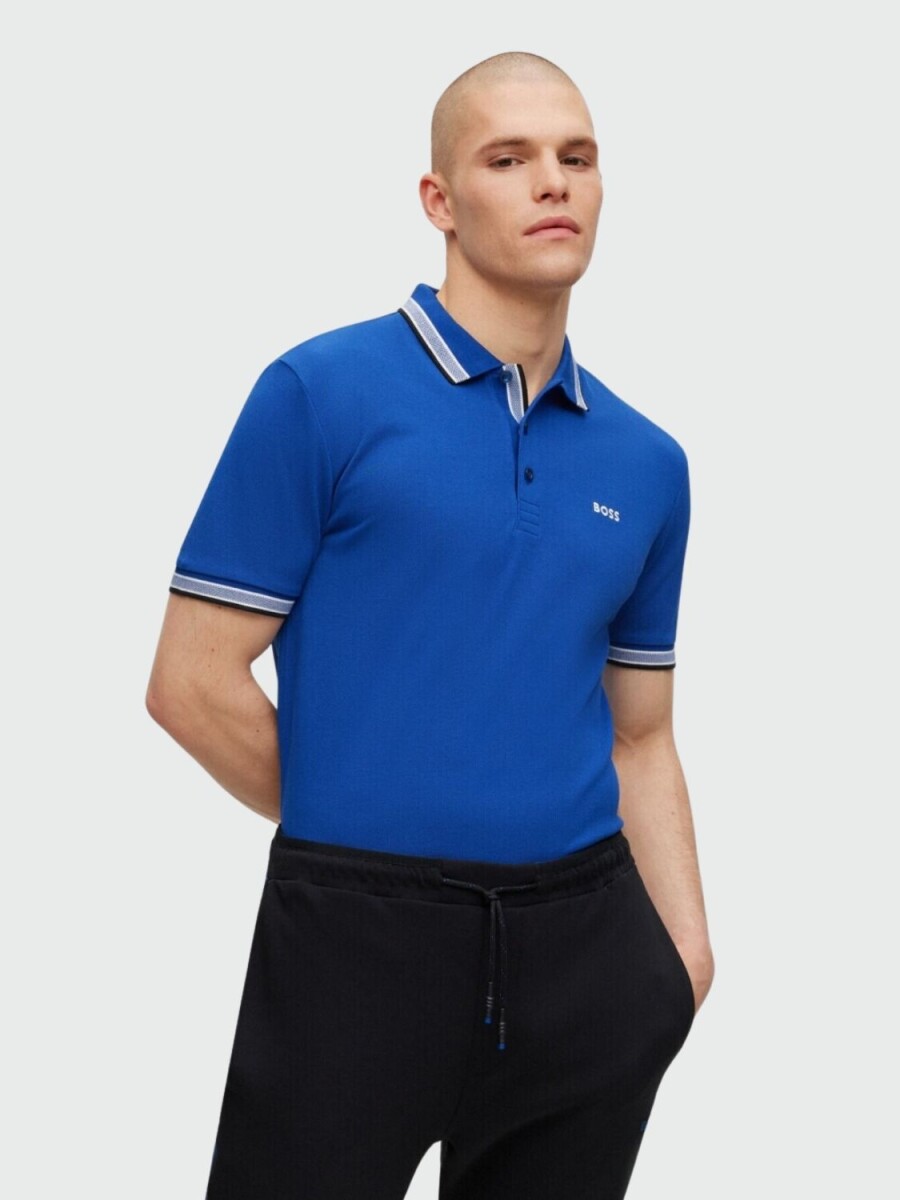 BOSS -Remera polo de algodón, regular fit, PADDY - Azul 