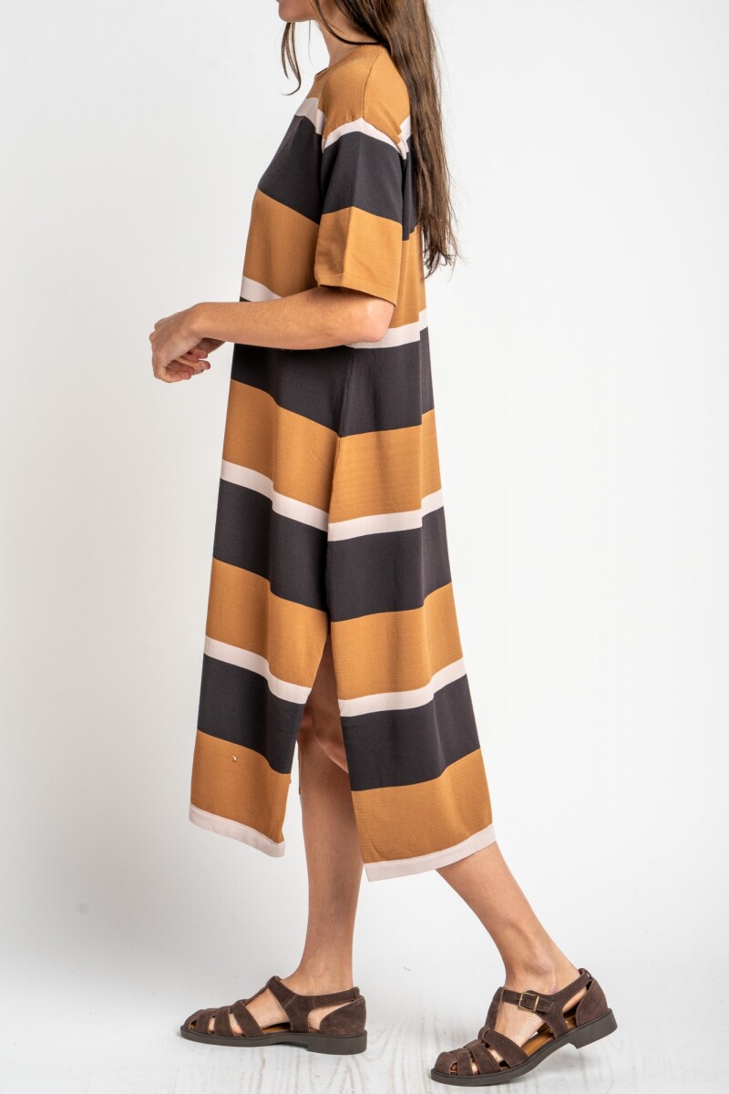 Vestido Tejido A Rayas Negro