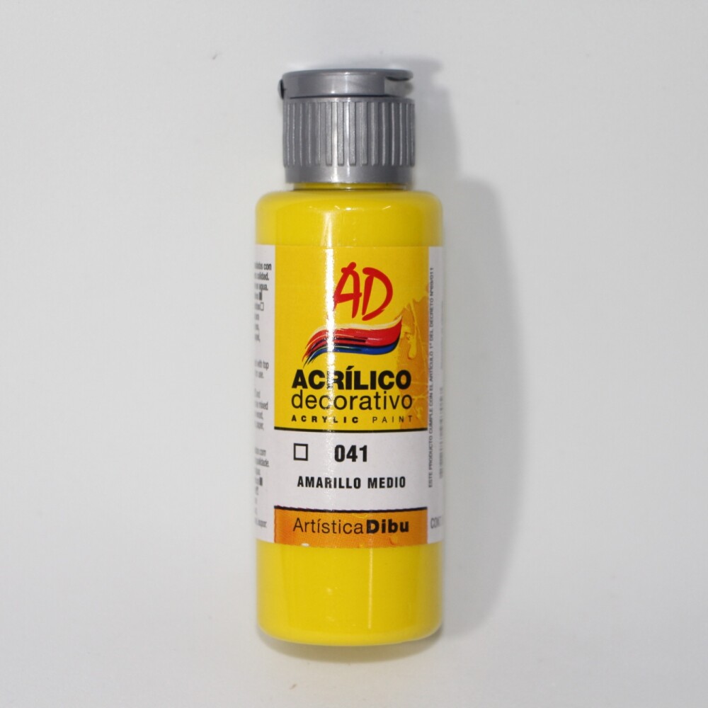 PINTURA ACRILICA ARTISTICA DIBU 60 ML. DIFERENTES COLORES AMARILLO MEDIO 041