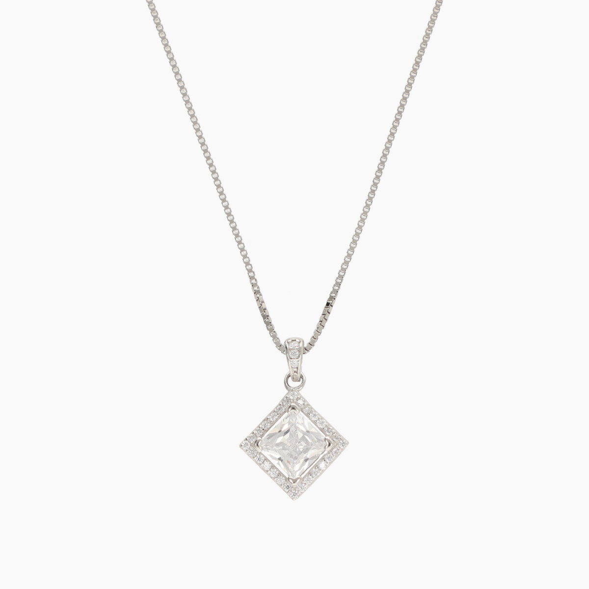 Cadena Con Dije En Plata 925 Con Circonias 