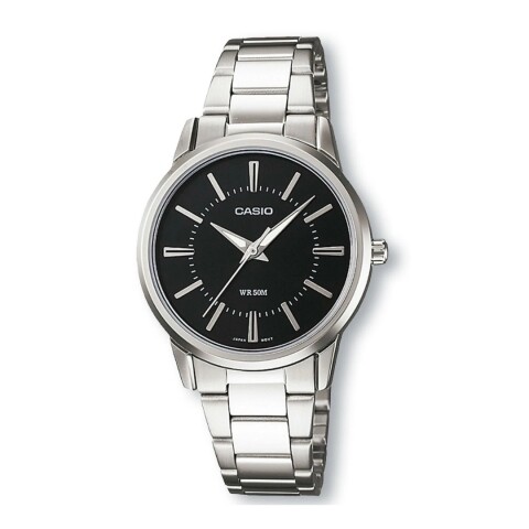 Reloj Casio LTP1303D-1AVDF para dama con correa de acero Negro