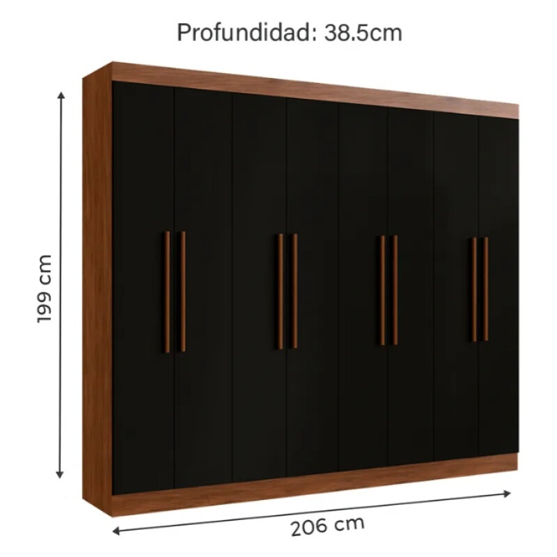Ropero Placard 8 Puertas 10 divisiones Dormitorio Negro
