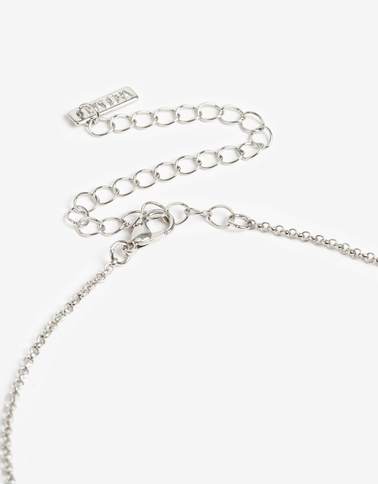 Cadena Corta con Dije Metal Cadena Con Dije Con Flor - Plateado Rodio