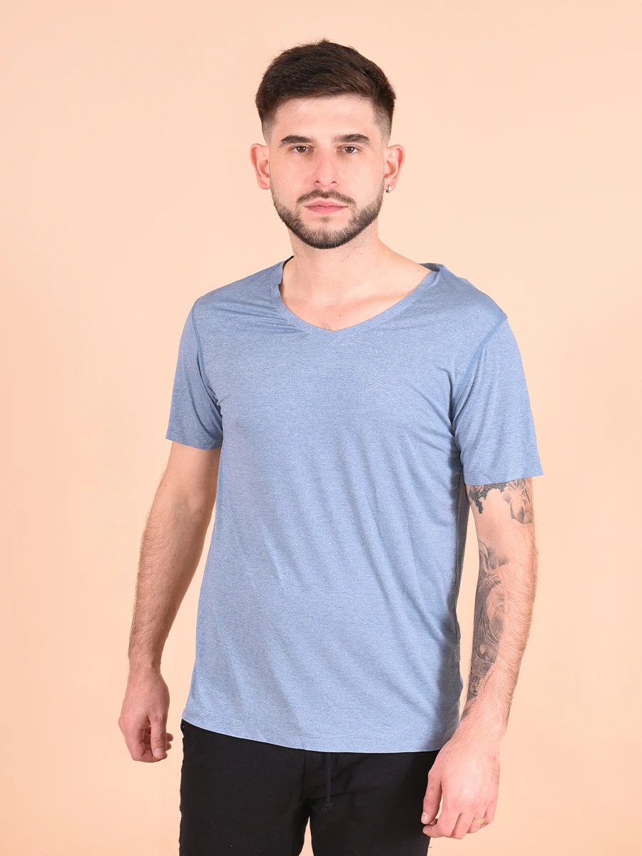 REMERA FITNESS RUN - CELESTE 