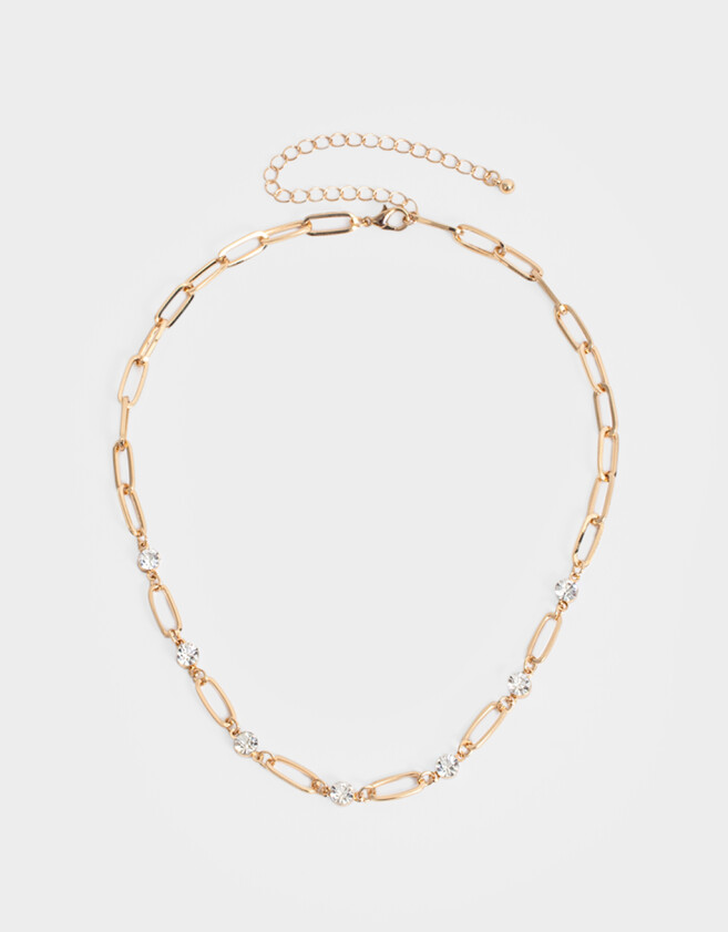 Collares Cortos Bañada en Oro Collar Corto Eslabones Bañado En Oro - Dorado