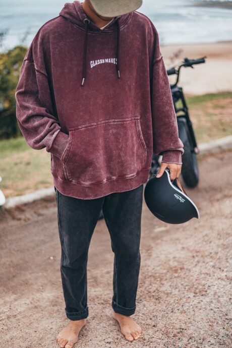 Hoodie Valley Boxy Fit / Bordó Wash U