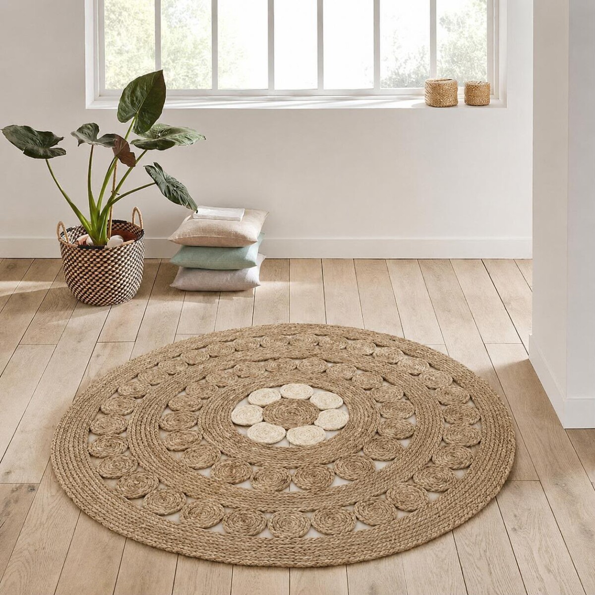 Alfombra Redonda de Fibra Natural Ø1.2 m 