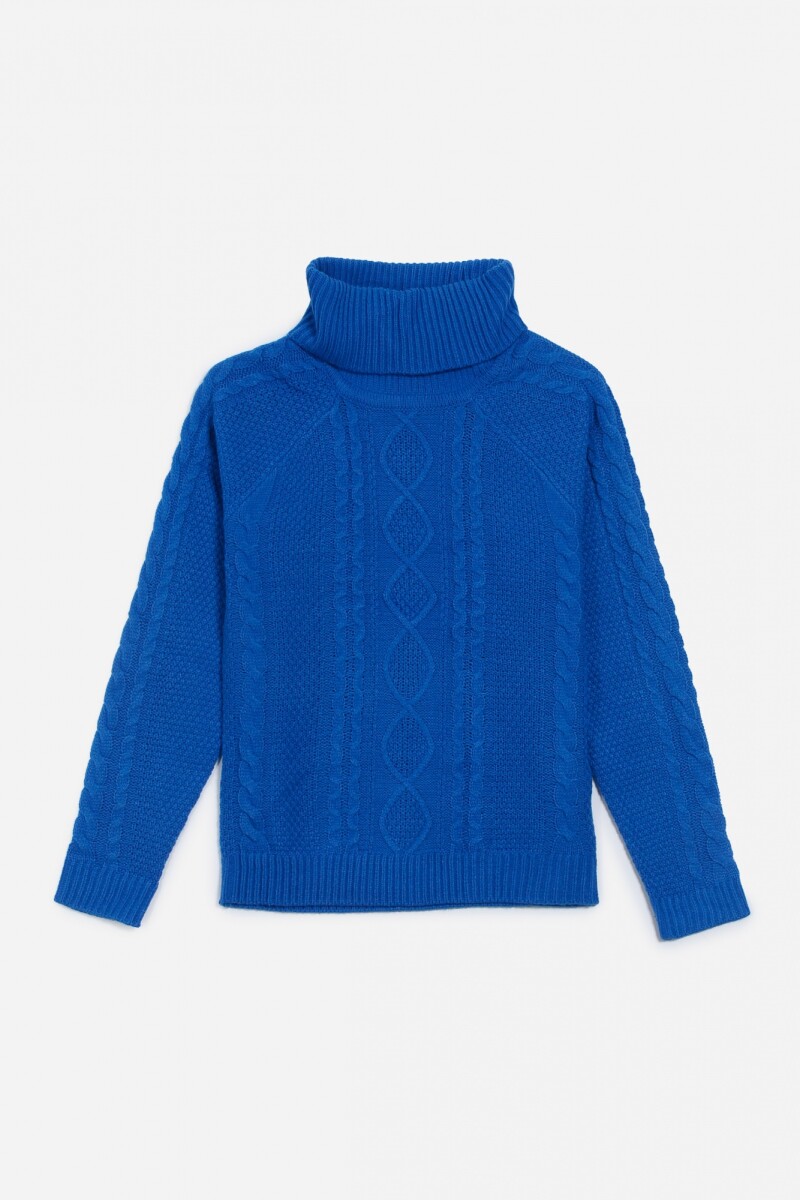 Sweater con estructura de cable - Mujer AZUL