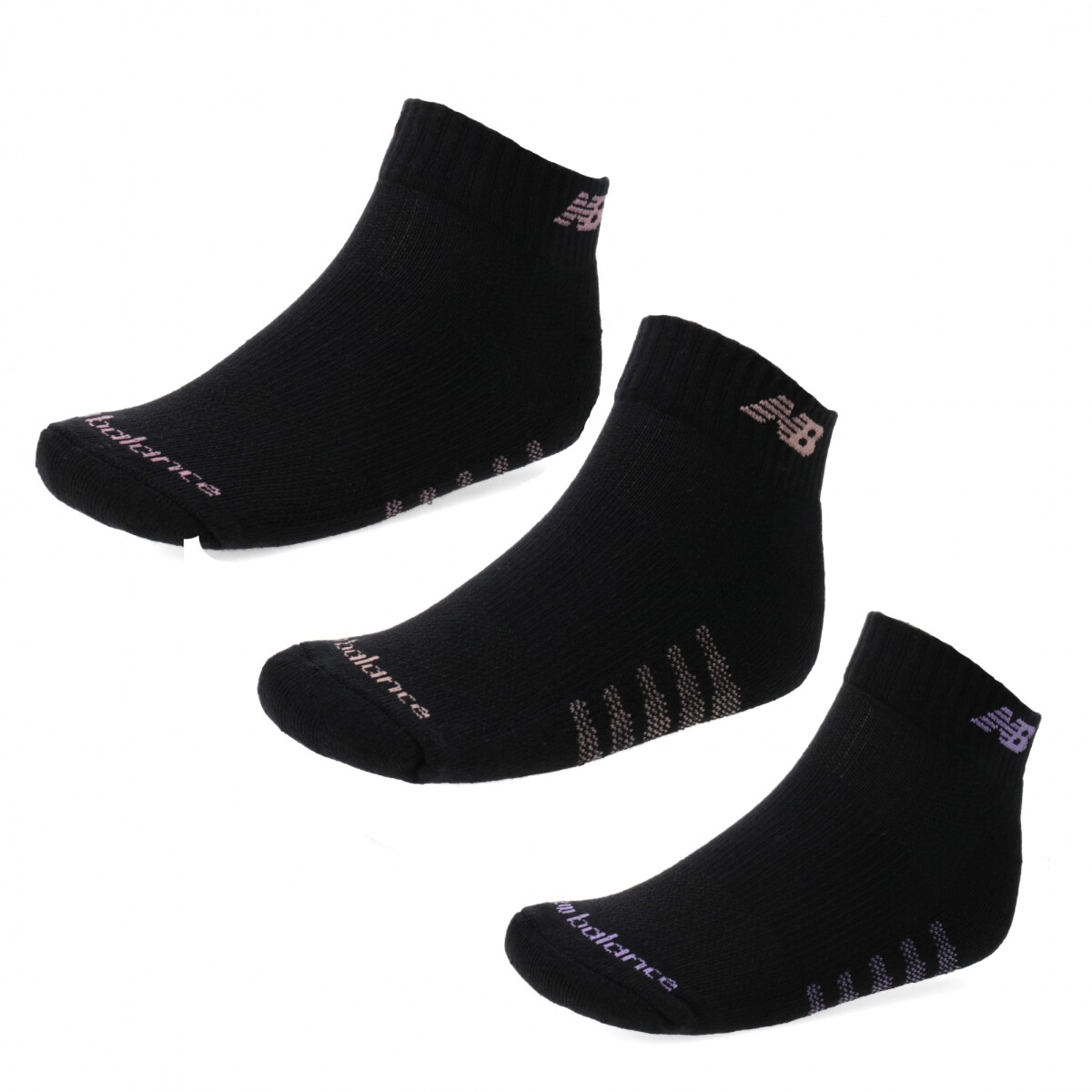 Medias Unisex New Balance Medias X3 Quarter New Balance - Negro - Rosa - Violeta 