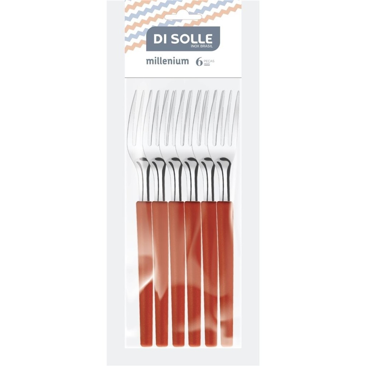 SET 6 TENEDOR MESA 19.8CM M/ROJO MILLENIUM 