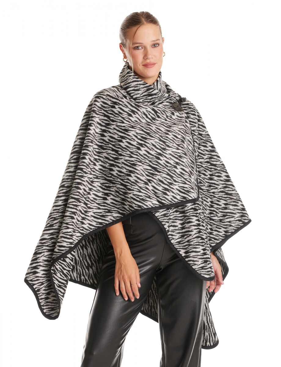 Ruana Animal Print - Negro/gris 
