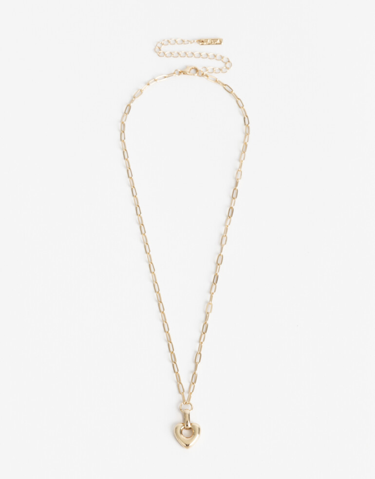 Cadena Corta con Dije Metal Collar Con Dije Corazón Bold. - Dorado