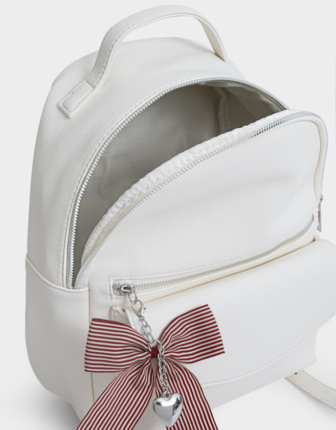 Mochilas Urbanas Romántico Mochila Con Charm - Blanco Crudo