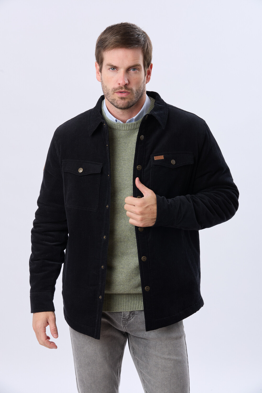 CAMPERA DE PANA Y CORDERITO Gris