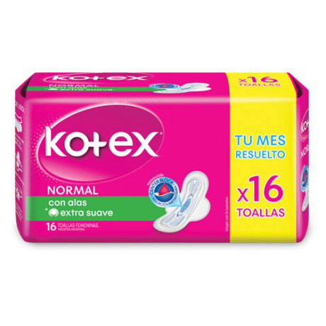 Toallitas Kotex Normal con Alas 16 unidades Toallitas Kotex Normal con Alas 16 unidades